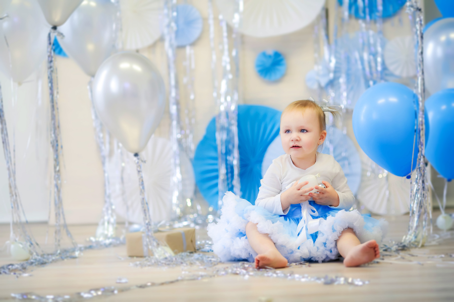 Blue balloons baby shower