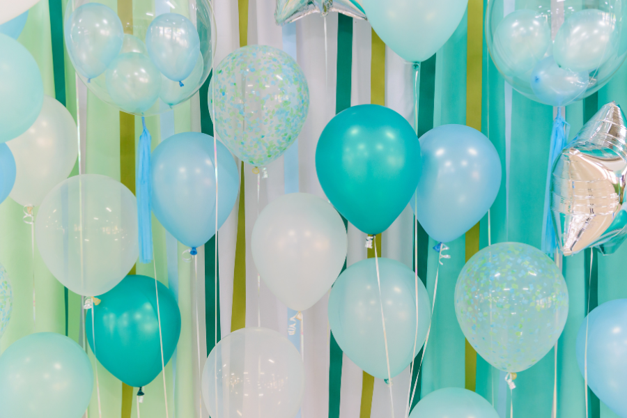 Teal balloons birthday