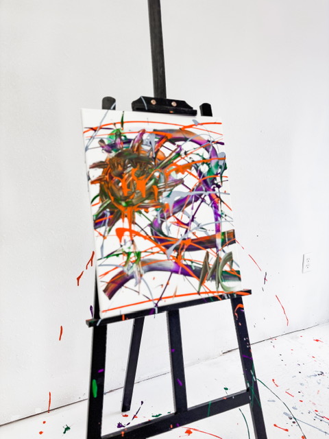 Splatter painting session in action