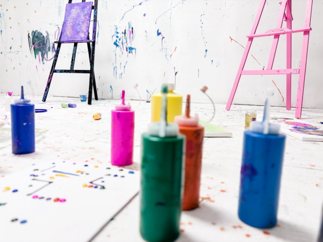 Splatter painting wall at Celebrate You